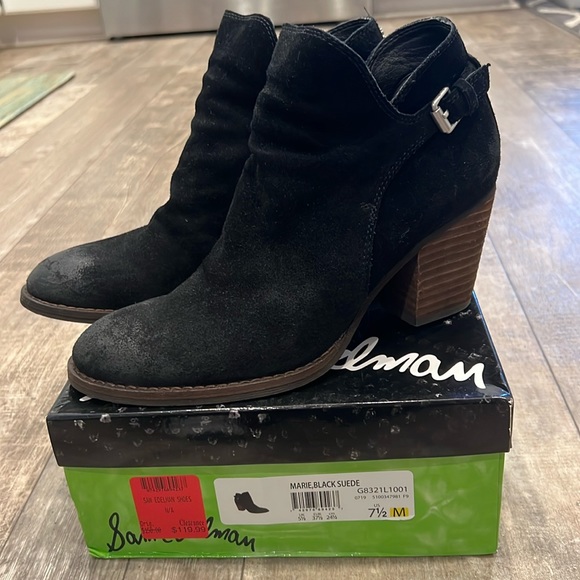 Sam Edelman Marie Black Suede Booties 7.5M - Picture 2 of 7